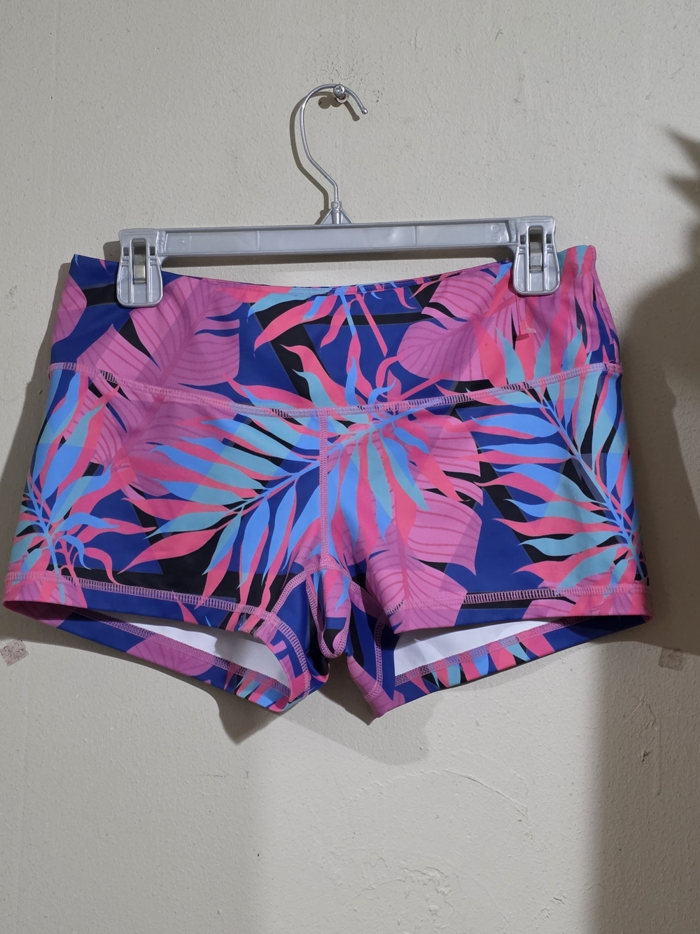 Feed Me Fight Me Tropical Leaf Bike Shorts - Pink, Blue